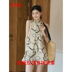 批发法式印花亚麻无袖背心套装女<b class='q'>夏</b>季2026新款复古气质高腰短裤两件套