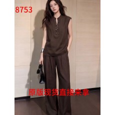 批发高级感咖色马甲阔腿裤套装女2026年夏季新款高级感通勤气质两件套