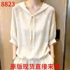 批发2026夏季新款通勤风连帽系带上衣女时尚轻薄显瘦宽松气质<b class='q'>百搭</b>上衣
