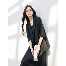 批发凉感西装2026秋季新款黑色七分袖外套女