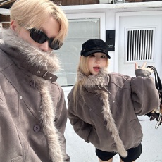 批发实拍<b class='q'>情侣</b><b class='q'>冬季</b>加厚大毛领男女棉服