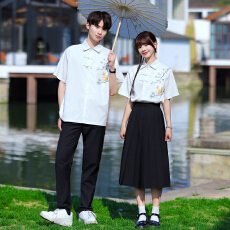 批发实拍情侣校园风国风夏季学生<b class='q'>短袖</b>男女套装