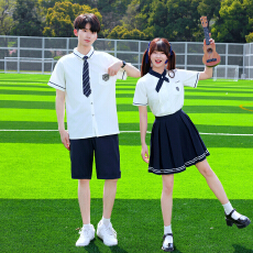 批发332#实拍校园风学生夏季男女<b class='q'>短袖</b>衬衣套装——大量有货