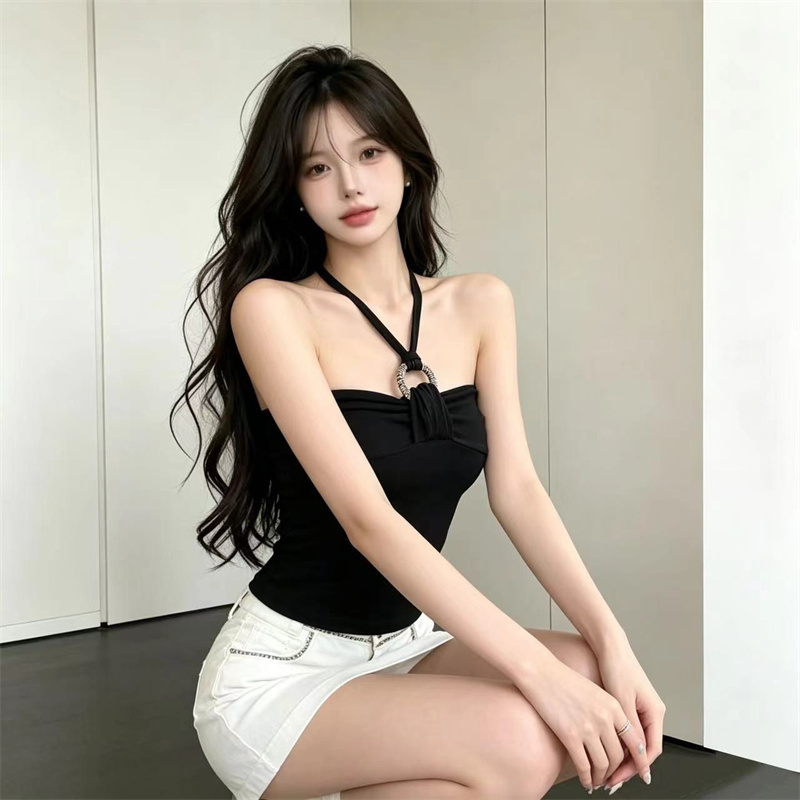 실사 정가 핫걸 순수한 욕망 고급 센스 고유 한 아름다운 자이언트 슬림해 보이는 행침 목 벨트 가슴 패드 캐미솔