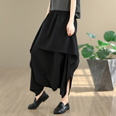 实拍新款阔腿裤长裤飞鼠裤大裆裤宽松不规则垮裤骑士裤子潮