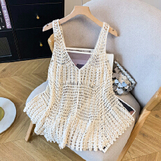 批发实拍波西米亚风吊带背心外搭罩衫女针织衫夏季镂空无袖<b class='q'>马甲</b>上衣