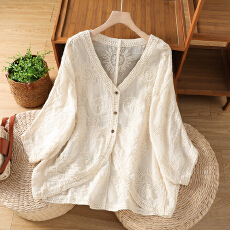 批发实拍新款V领<b class='q'>针织</b>开衫薄款外套夏季蕾丝勾花防晒衣