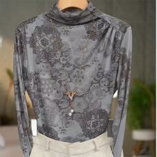 批发春季长袖<b class='q'>打底衫</b>2026新款网纱印花T恤时尚洋气内搭上衣女士小衫