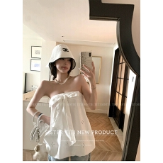 批发titi小姐姐纯白花嫁抹胸夏季甜欲<b class='q'>高级</b>感外穿宽松白色花苞上衣