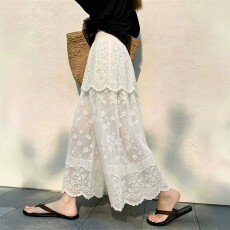 批发白色屁帘蕾丝<b class='q'>裤</b>女2026夏季流行新款高腰减龄时尚超好看<b class='q'>百搭</b>阔腿<b class='q'>裤</b>