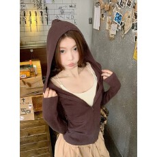 批发拉链连帽长袖针织开衫外套女春秋2025新款修身<b class='q'>显瘦</b>百搭毛衣上衣服
