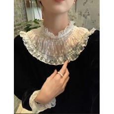 批发法式蕾丝拼接立领灯笼袖丝绒<b class='q'>衬衫</b>女春季新款洋气独特百搭打底上衣