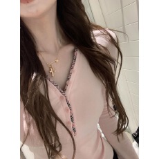 批发格纹纽扣韩系校园风长袖t恤女INS超火秋冬保暖上衣<b class='q'>服</b>