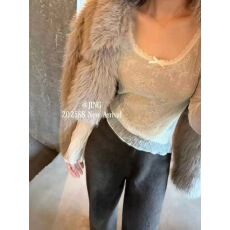 批发法式甜辣风V领蕾丝衫女装2026春季微透系带<b class='q'>收腰</b>显瘦短款长袖上衣