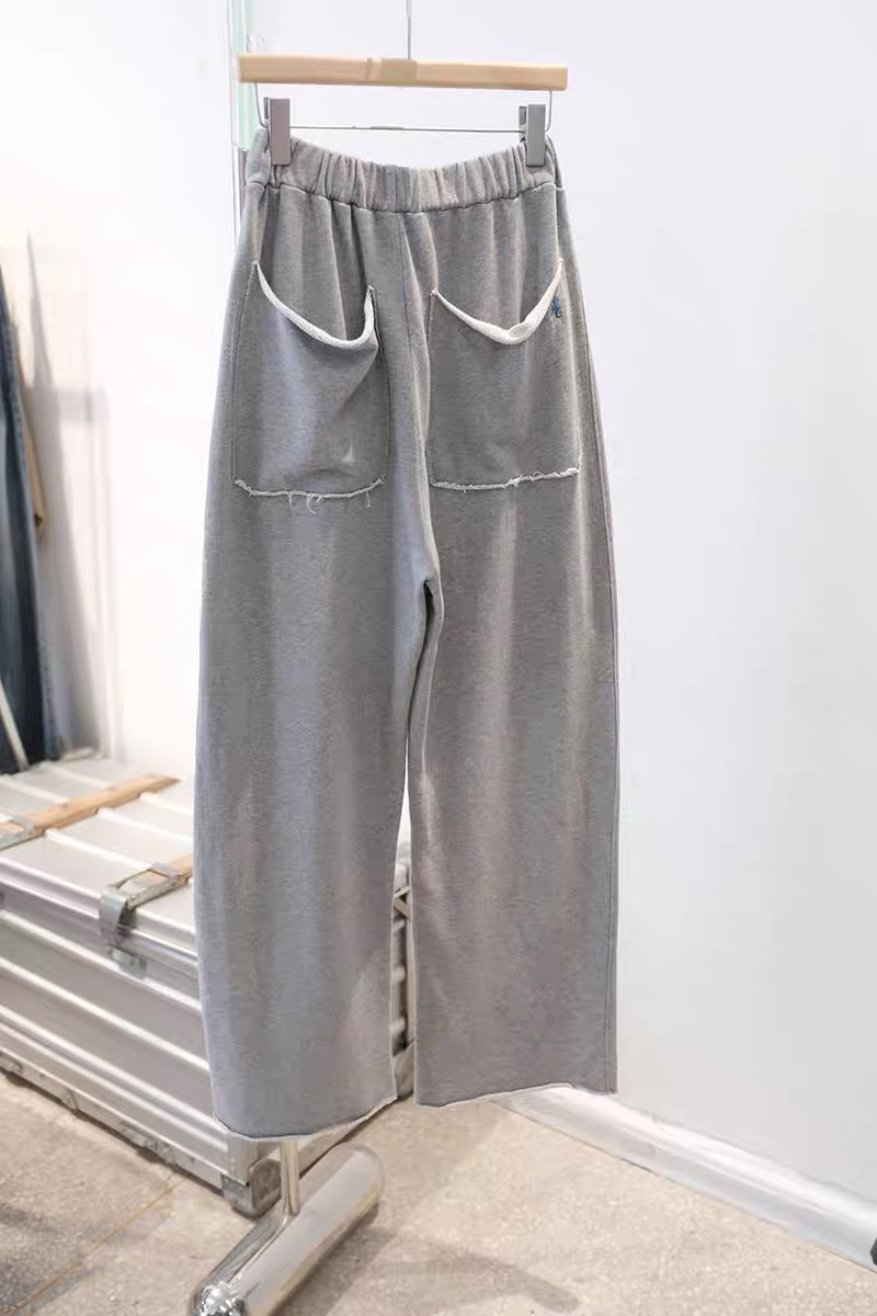navacco du 홈 맞춤 새로운 허리밴드 루즈핏 다용도 거친 가장자리 웨이 바지 캐주얼 바지 여성