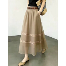 批发专柜撤回<b class='q'>新款</b>通勤韩版条纹半身裙女宽松显瘦<b class='q'>长裙</b>气质女装遮胯裙子