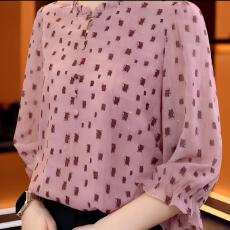 批发小清新减龄衬衣女2026夏新款七分袖气质时尚细闪碎花衬衫气质小衫