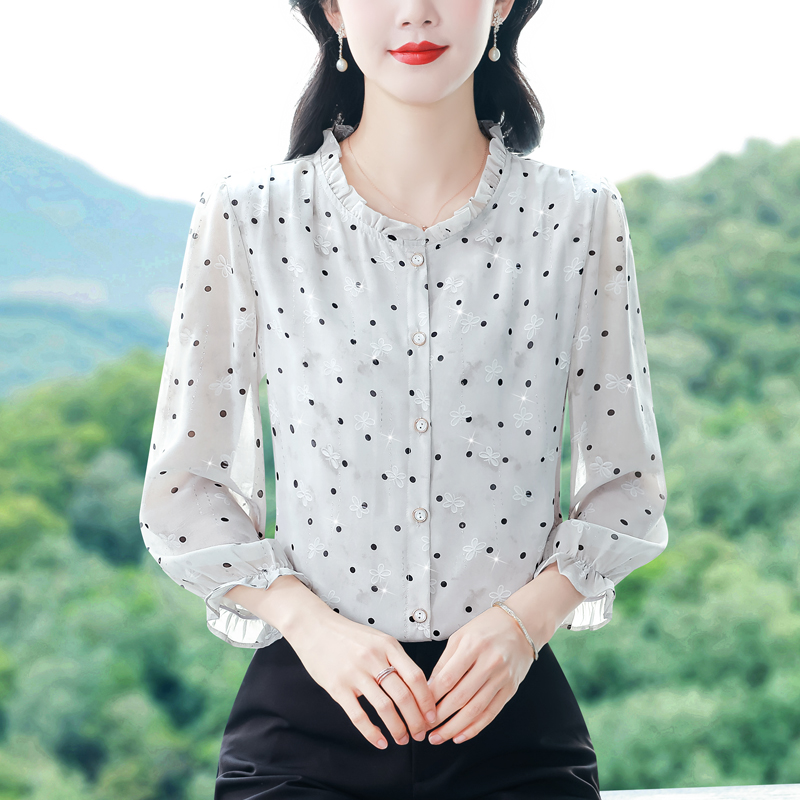프랑스식 달콤함 프릴 셔츠 여성 셔츠 2026 여름 새로운 7부 소매 연령 감소 작은 청신 좋은 플래시 셔츠