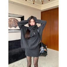 批发实拍、套装秋季2025超火减龄灰色一整套高级感针织三件套毛衣