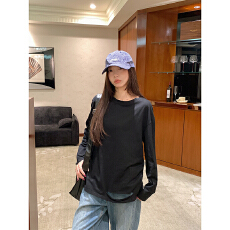 批发白色宽松长袖t恤女秋冬新款百搭纯棉打底衫内搭<b class='q'>短袖</b>上衣