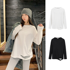 批发白色宽松长袖t恤女秋冬新款百搭纯棉打底衫内搭<b class='q'>短袖</b>上衣