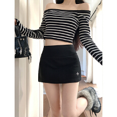 批发实拍。灰色刺绣logo半身裙辣妹运动短裙高腰显瘦包臀裙