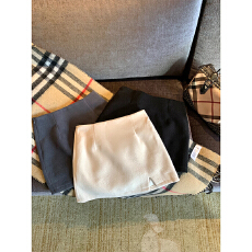 批发实拍。黑色毛呢西装半身裙秋冬新款开叉a字包臀短裙