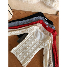 批发灰色麻花短款内搭打底针织衫女秋冬<b class='q'>修身</b>小个子毛衣上衣