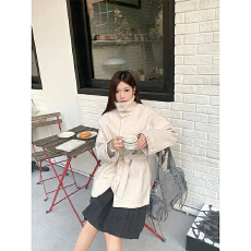 批发<b class='q'>实拍</b>~2025秋冬杏色厚款立领外套柔软廓形宽袖口短款呢大衣女