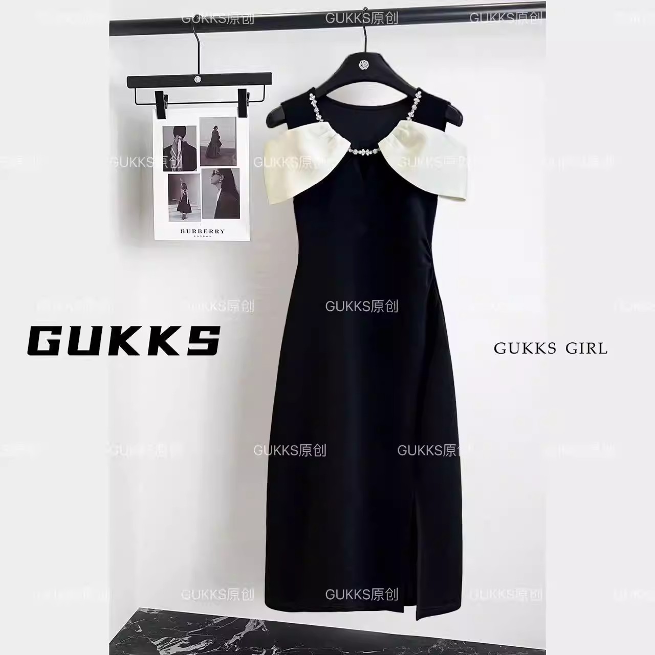 검정색 민소매 여성 드레스 2026 봄 여름 오프숄더 빛 럭셔리 슬림해 보이는 몸매 가꾸기 허리 수축 니트 중간 길이 스커트