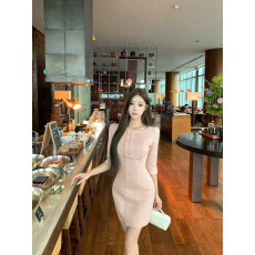 批发实拍实价  优雅粉色<b class='q'>风衣</b>裙包臀连衣裙短裙掐腰显瘦裙子