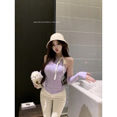 批发实拍实价  针织挂脖上衣冬季<b class='q'>新款</b>性感露背内搭上衣打底<b class='q'>背心</b>