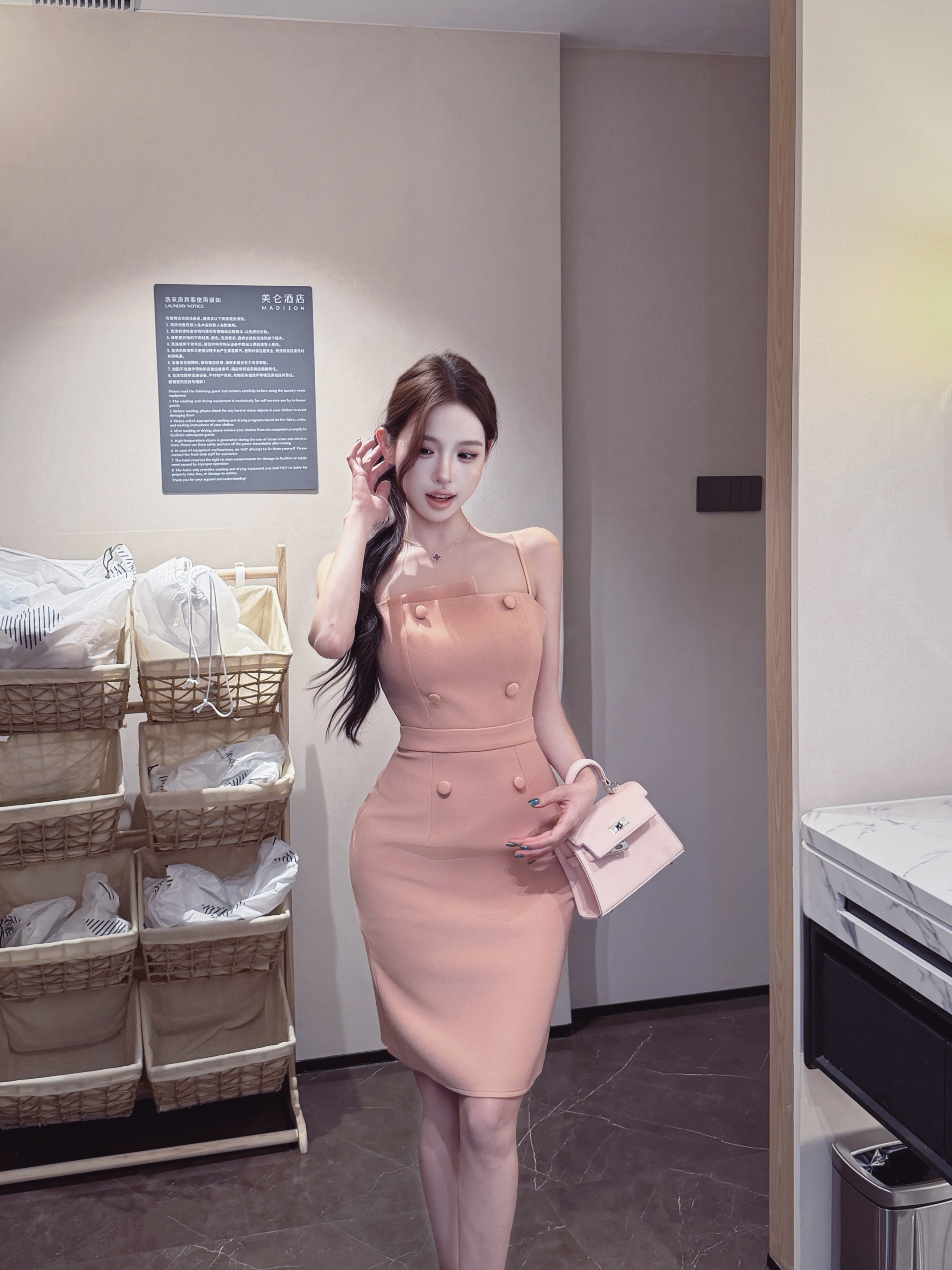실사 정가 한 부서 대 여성 주님 슬립 드레스 타이트 스커트 허리 수축 다용도 경력 바람 미니 스커트