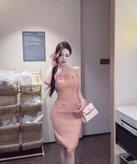 실사 정가 한 부서 대 여성 주님 슬립 드레스 타이트 스커트 허리 수축 다용도 경력 바람 미니 스커트