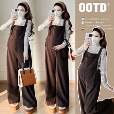 批发实拍2025冬季新品<b class='q'>条纹</b>针织打底+加绒加厚背带裤两件套套装