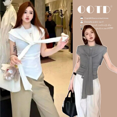 批发现2026夏季新品针织短袖+披肩孕妇时尚显瘦两件套T