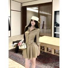 批发实拍实价 姐感气质收腰系带修身衬衫百褶<b class='q'>连衣裙</b>凉感A字裙