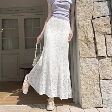 批发实拍法式蕾丝鱼尾<b class='q'>半身</b>裙女夏2026新款高腰松紧拉链a字长款<b class='q'>包臀</b>裙