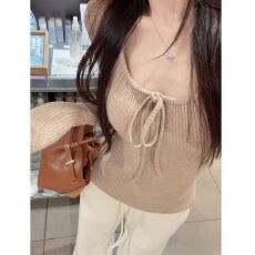 批发MR螺纹5*4辣妹纯色系带长袖T恤<b class='q'>女</b>冬别致内搭打底衫方领上衣潮