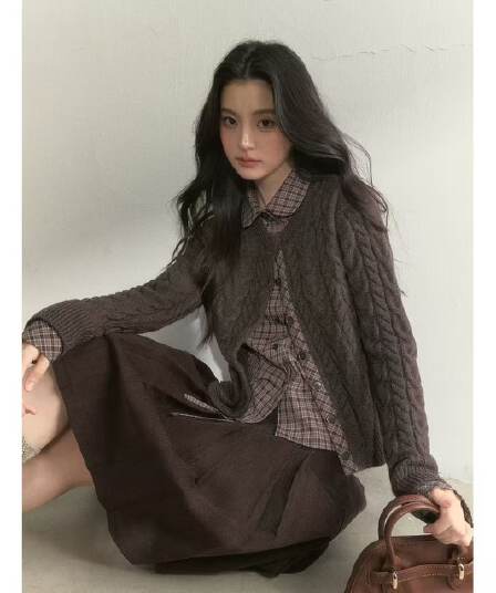 가을 겨울 베이비 칼라 레이스업 니트 오픈 가디건 여성 꽃무늬 자수 부드러운 찹쌀 쇼트 스타일 스웨터 부드러운 바람 긴팔 외부 잡아라.