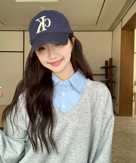 홈 모델 그림 페이크 레이어드 후드티 반신 스커트 POLO 칼라 반신 스커트 투피스 세트 학원 느긋한 세트
