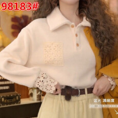 批发复古港风休闲加厚翻领长袖<b class='q'>衬衫</b>女秋冬款设计感polo领时尚显瘦上衣