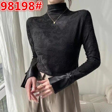 批发国风盘扣洋气缎面衬衫女短款<b class='q'>T</b><b class='q'>恤</b>女装显瘦百搭半高领上衣