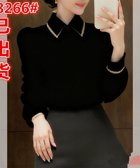 프랑스식 작은 대중 벨벳 여성 셔츠 가을 겨울철 2025 년 새로운 품격 레트로 긴팔 작은 셔츠 고급 센스 셔츠
