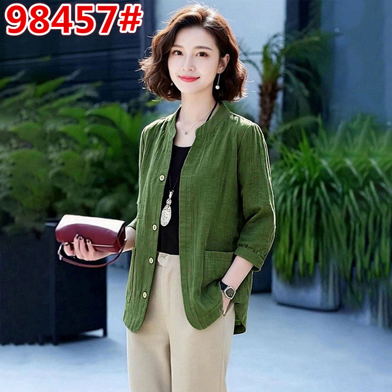 2026 패션 외국 가스 7부 소매 단색 셔츠 다용도 바지 세트 봄