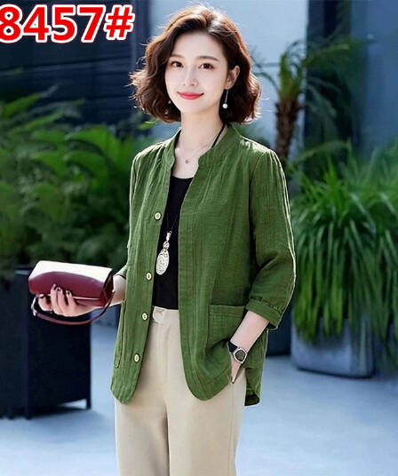 2026 패션 외국 가스 7부 소매 단색 셔츠 다용도 바지 세트 봄