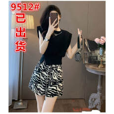 批发欧洲站休闲运动套装女夏洋气减龄收腰显瘦上衣豹纹<b class='q'>短裤</b>时髦两件套