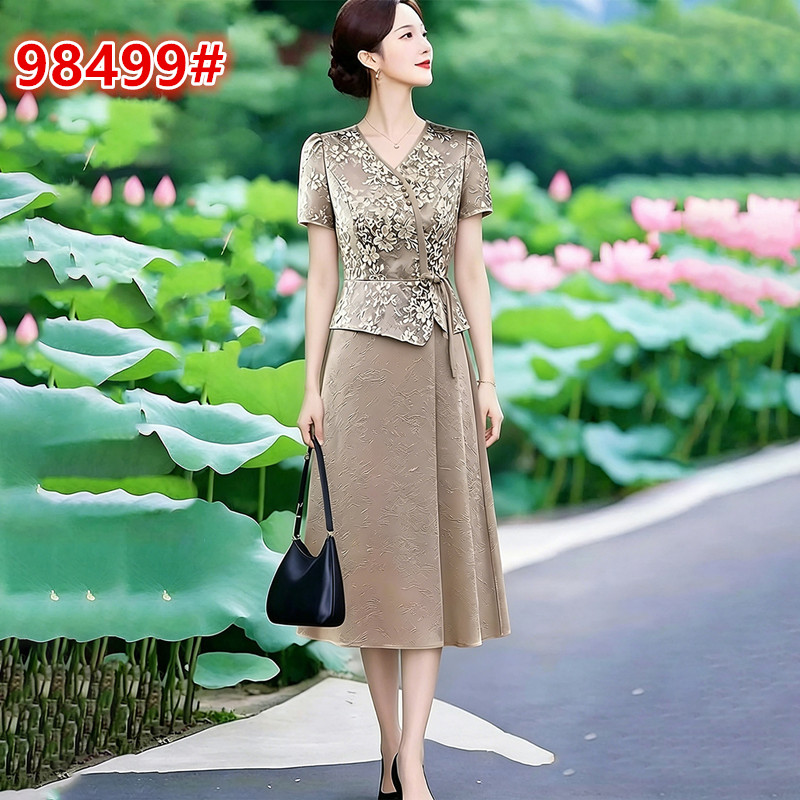 2026 여름 패션 품격 국풍 페이크 레이어드 허리 수축 드레스 여름 새로운