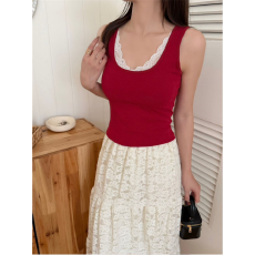 批发早春韩版大U领蕾丝纯欲感背心后背深V前胸蕾丝内搭外穿美背<b class='q'>吊带</b>