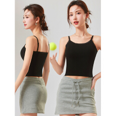 春夏天然凉感莱赛尔抗菌一字型肩带可调节舒适百搭固定杯美背吊带